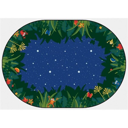 Wall-To-Wall Peaceful Tropical Night 6 ft. x 9 ft. Oval Carpet WA2547402